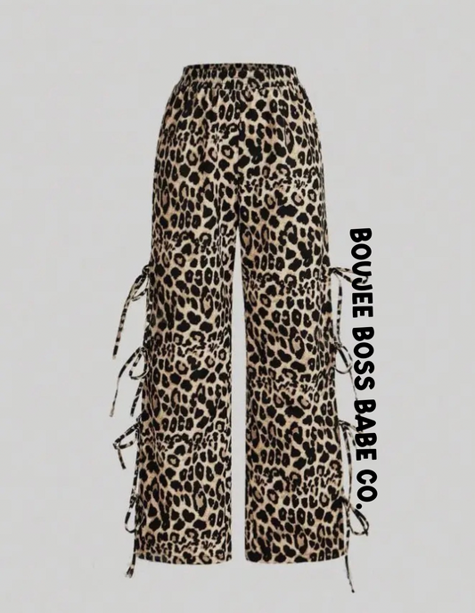 Leopard Side Bow Tie Pants